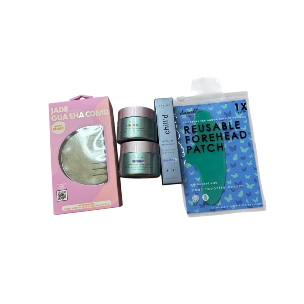 5-Pc Cooling Skincare & Facial Tool Set - Jade Gua Sha, Serum Stick & More!